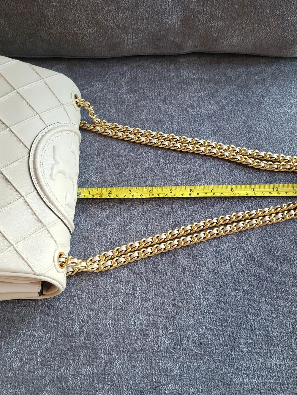 Tory Burch Fleming Cream Leather Convertible Shoulder Bag
